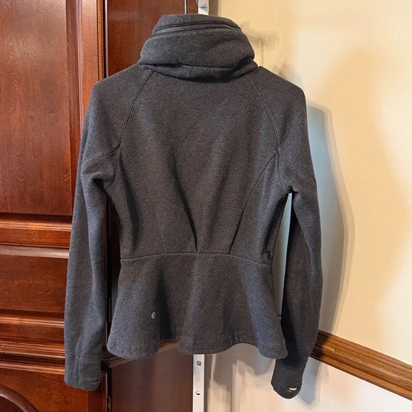 Lululemon &go Destination Full Zip Hoodie Sz 4 Heathered Black Grey Fleece Slim - Picture 10 of 12